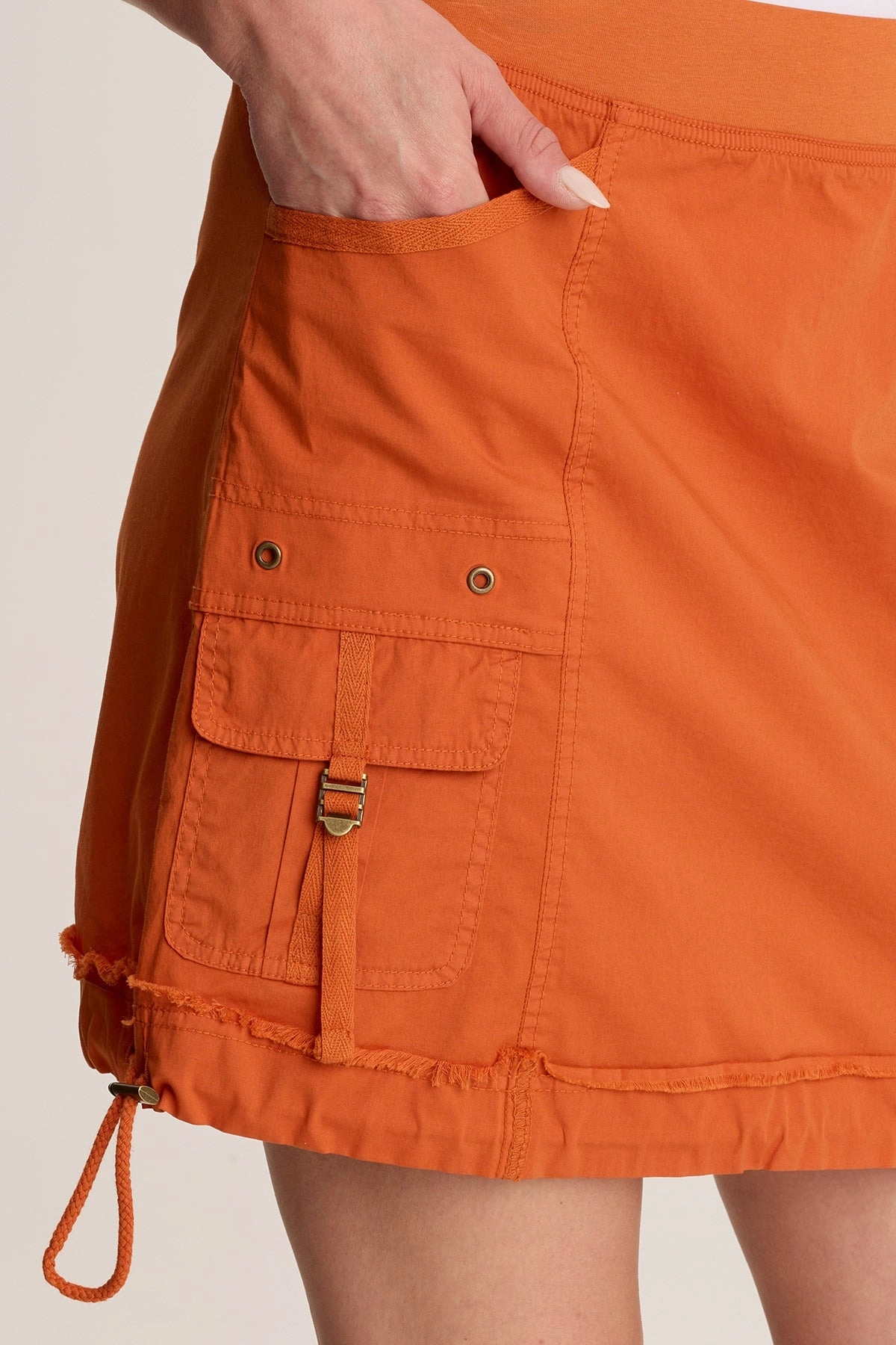 Leticia Poplin Cinched Hem Mini Skirt Fashion Tones
