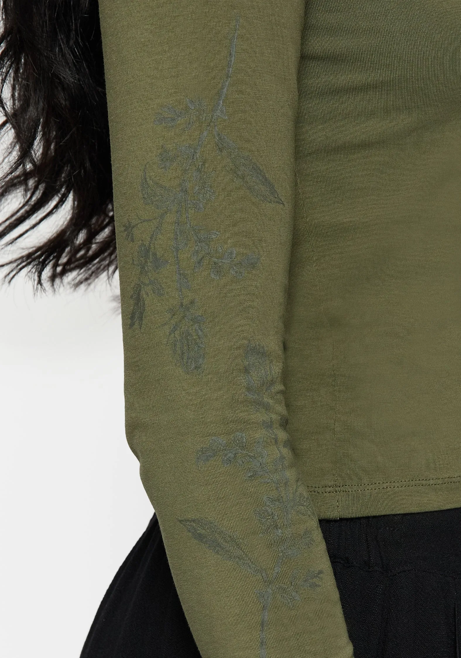 Leune Rose Print Cotton Long Sleeve Top Dull