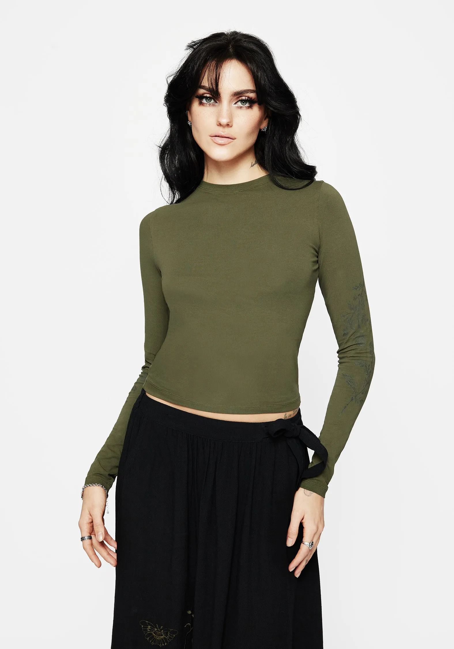 Studio Leune Rose Print Cotton Long Sleeve Top