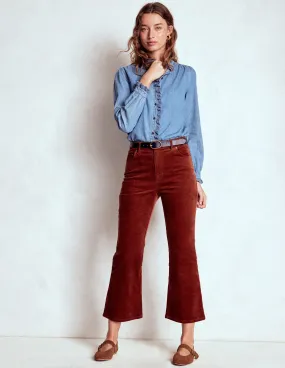 CompressionFitFabric Flexible Cut 5-Pocket Cord Kick Jeans-Fired Brick