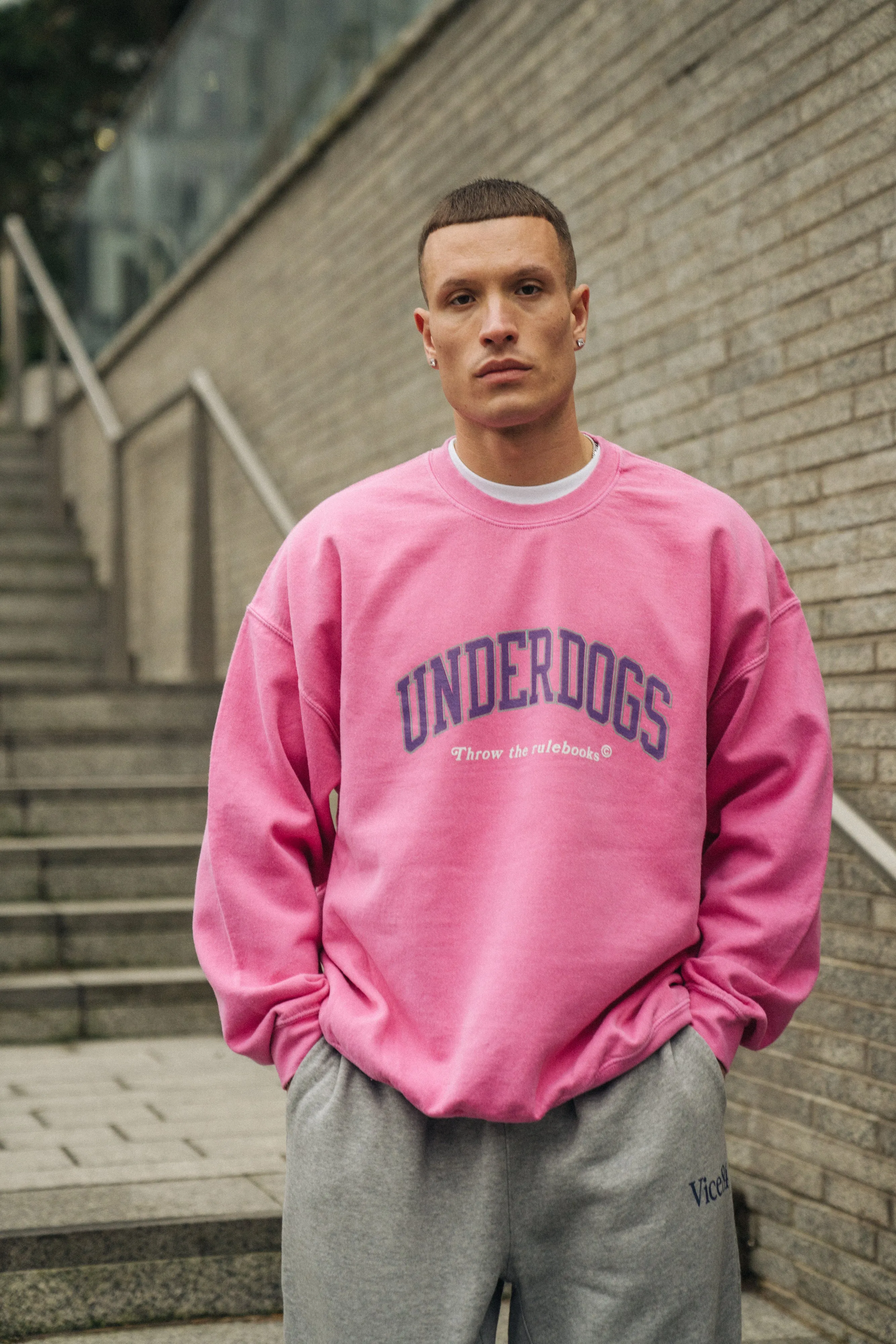 Vice 84 'Underdogs' Vintage Washed Sweater - Pink Chilly Day Essentials Winter Styling