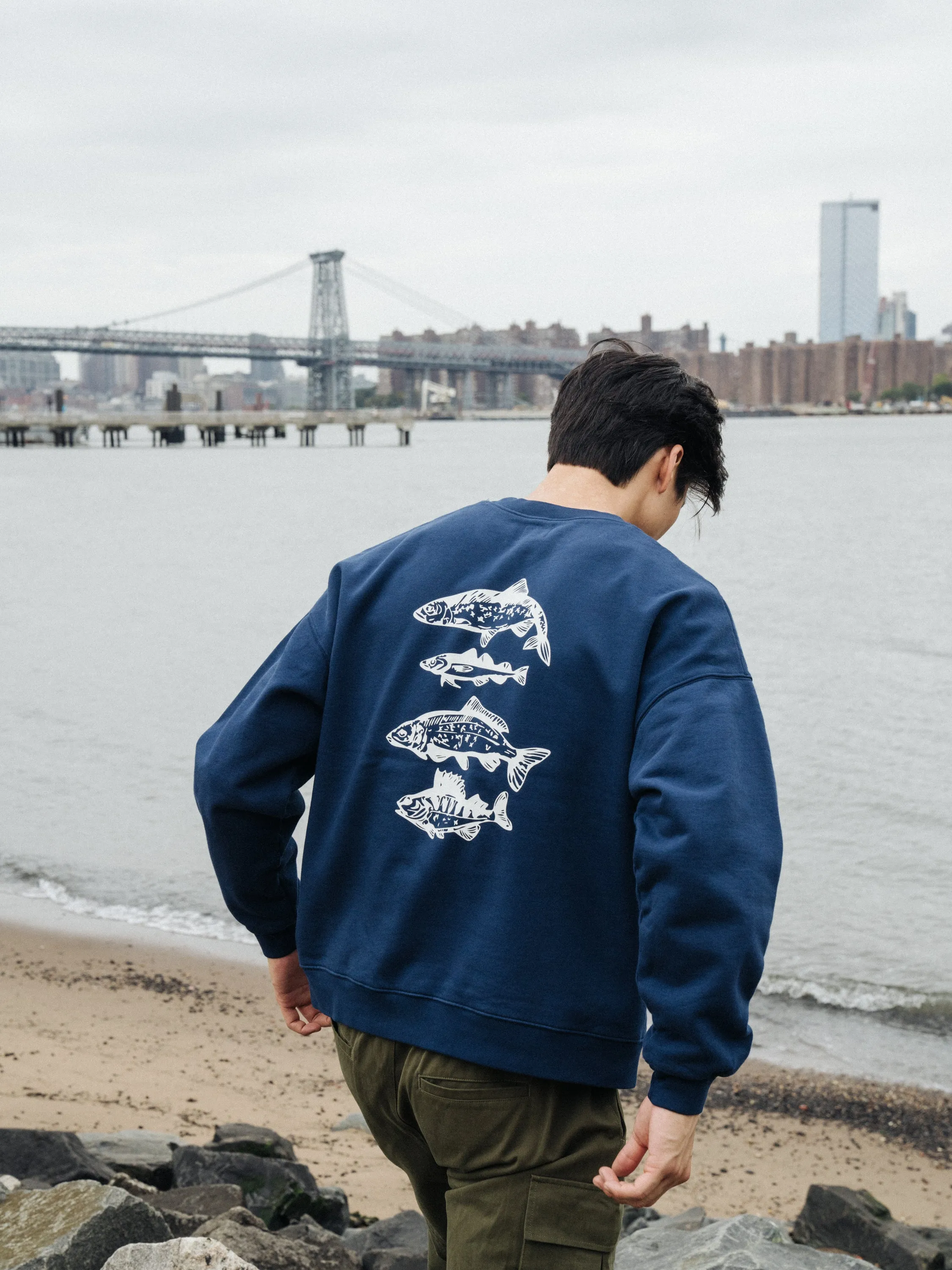 Essential Knitwear bound 'Angling Club' Sweater - Navy