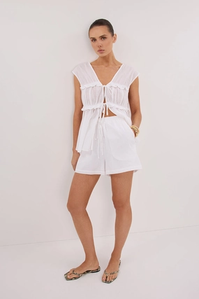 cycling clothing present for him QUINN WHITE LINEN SHORT