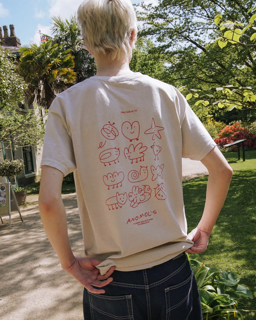 Other Side Store 'Anomols' Vintage Washed Tee - Cream Travel Trend UV Protection