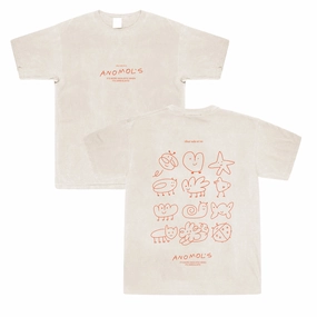 Other Side Store 'Anomols' Vintage Washed Tee - Cream proper length Sustainable Fibers