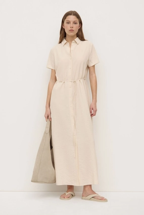 Flattering Cut Wear Heather Silk Blend Shirt Dress