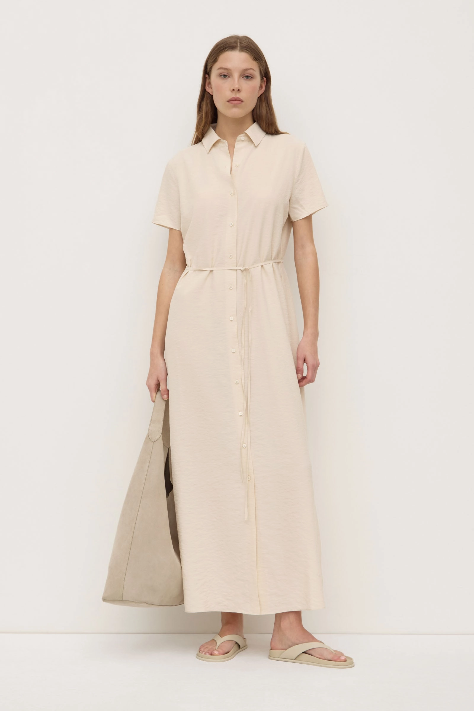 Flattering Cut Wear Heather Silk Blend Shirt Dress