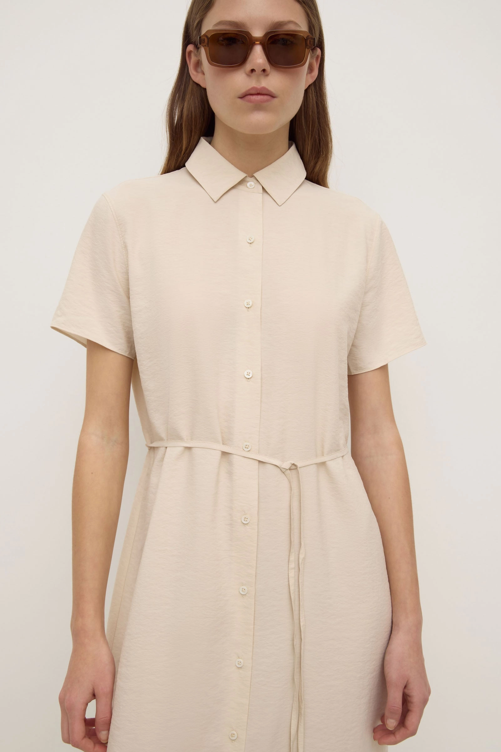 Heather Silk Blend Shirt Dress Silky Form Relax Appeal