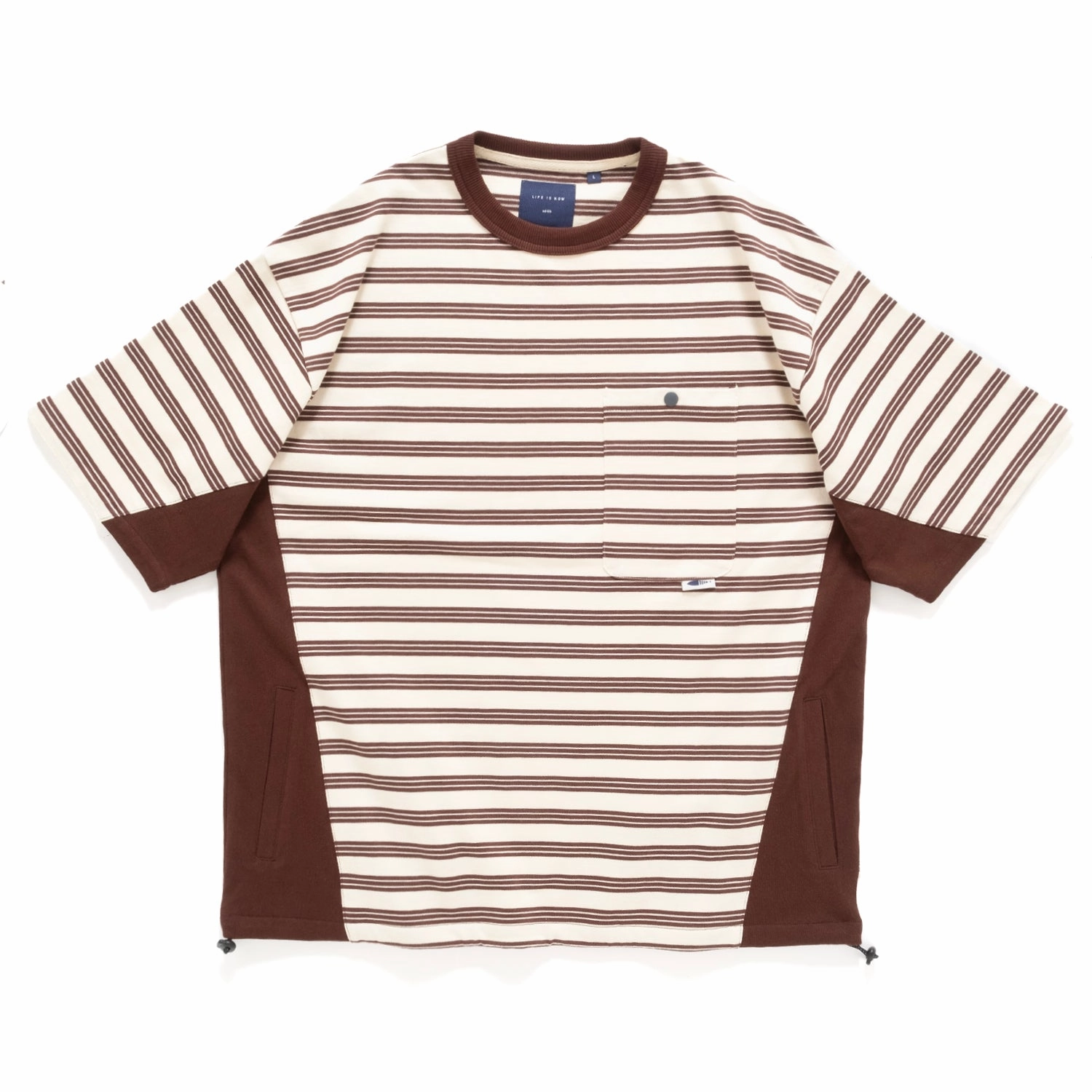 (TP1446) Stripe Contrast Tee ZeroDistressFinish Eco Friendly Dye