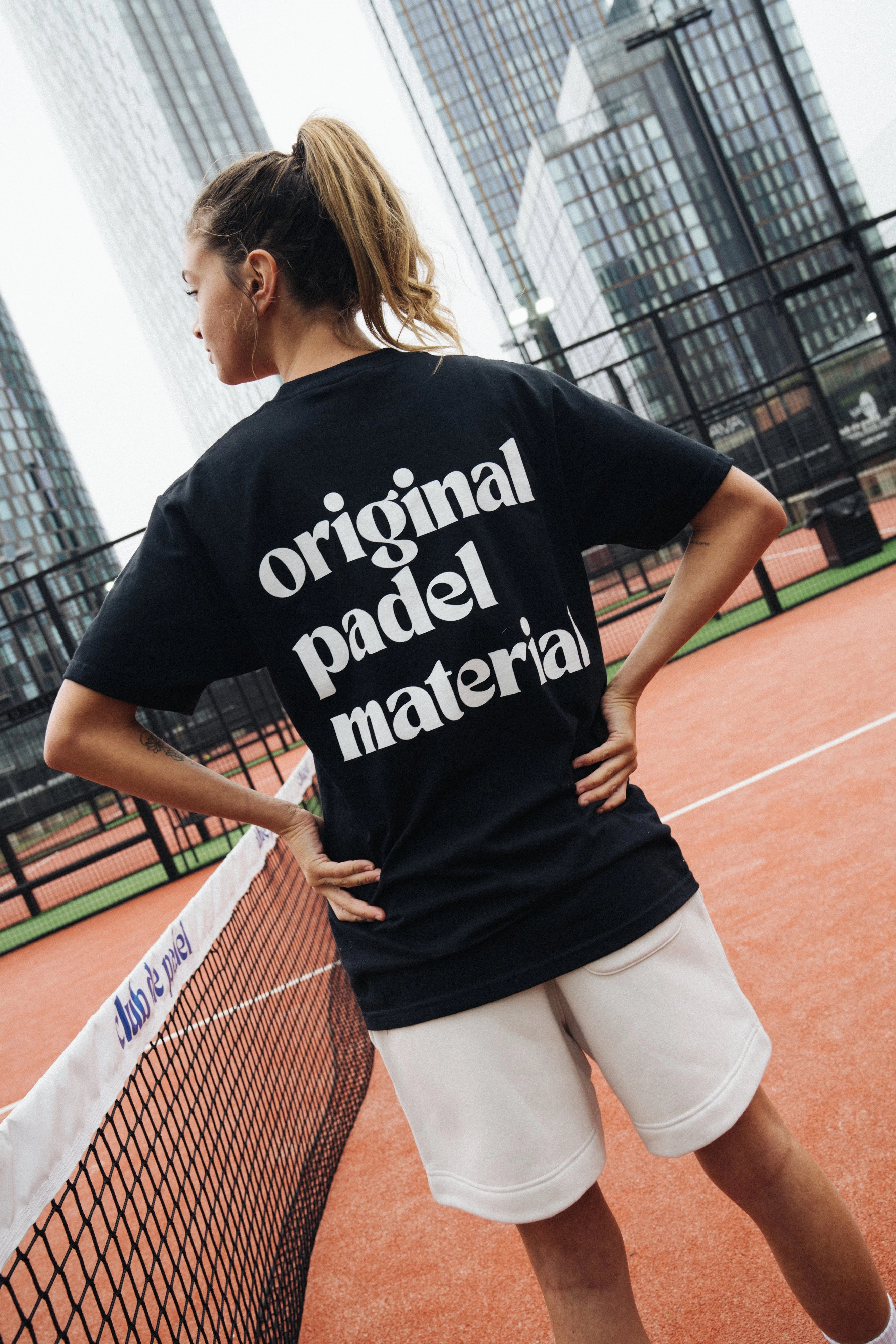 Layered Sleeve Construction Easy-Going Style Club de Padel 'Original Padel Material' Tee - Black