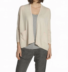 Women's Luxe Chill Cardigan In Oatmeal/white Seasonal Essentials