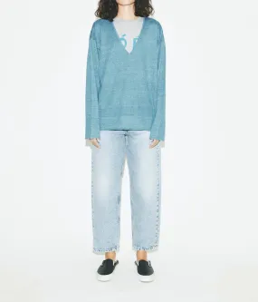 Comfort Layer Timeless Design Slouchy V-Neck Top In Teal