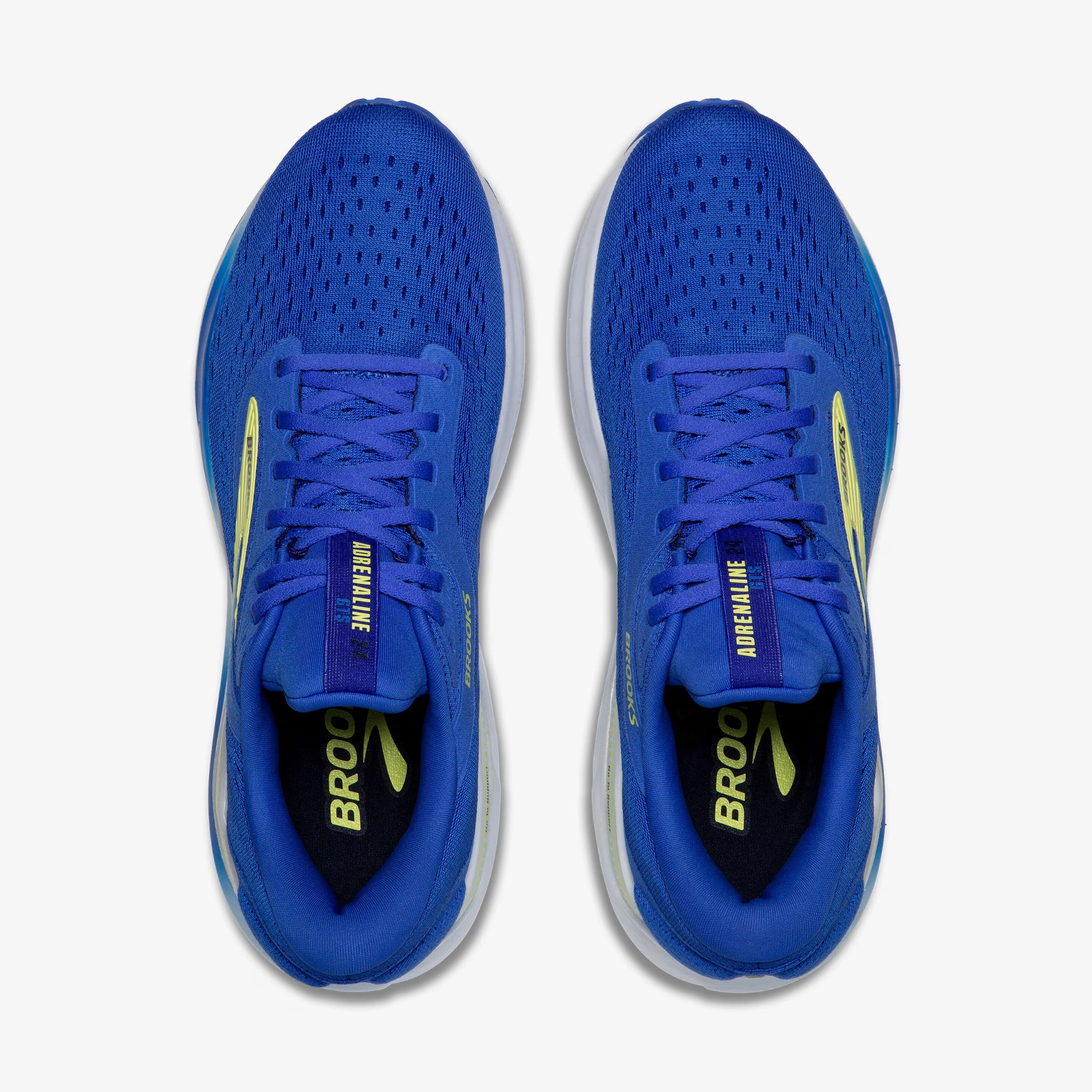 Brooks Men's Adrenaline GTS 24 Wide Fit Running Shoes Cobalt / Neo Yellow / Peacoat honeycomb - cushion shoes teenagers