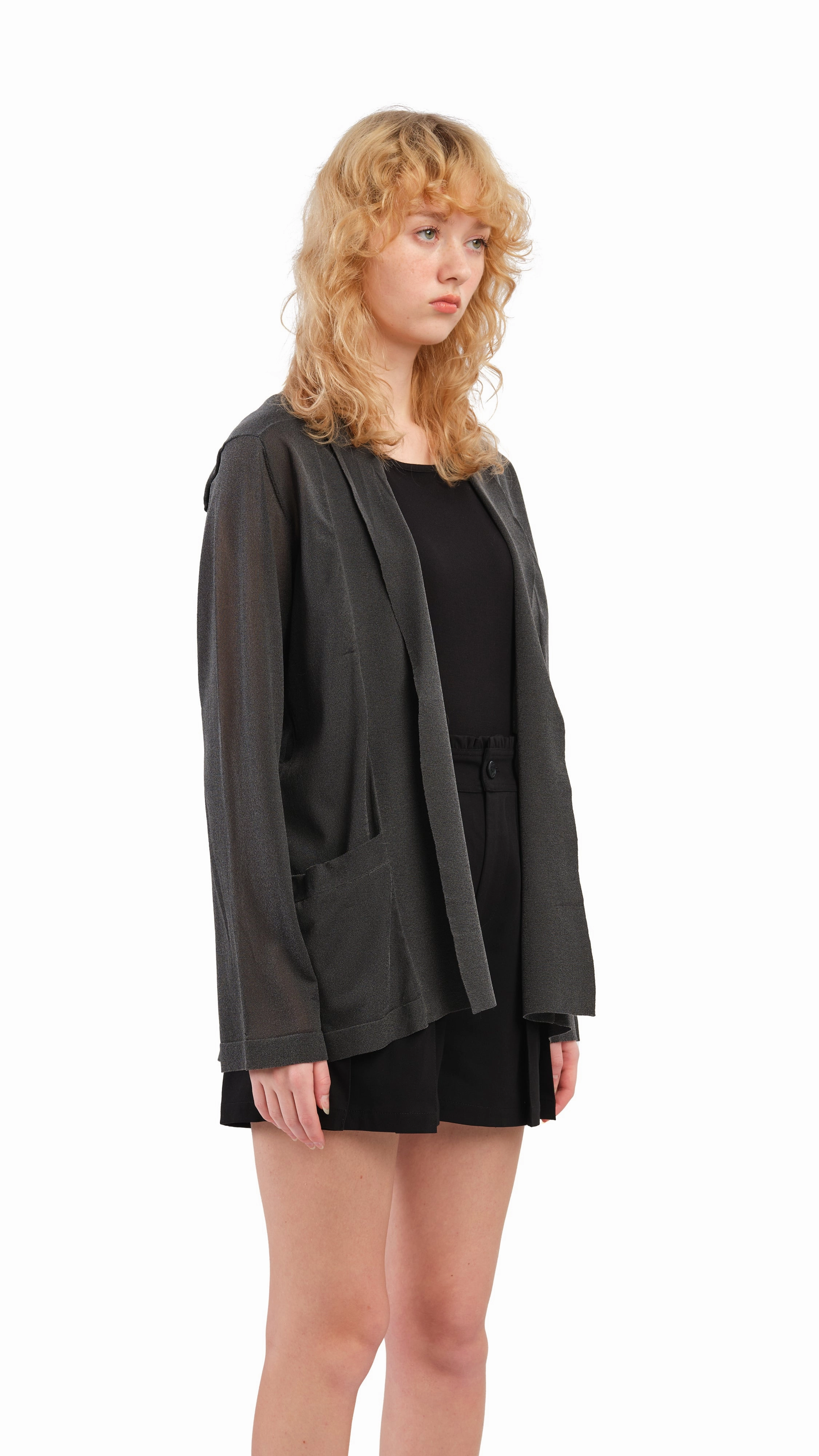 Sheer Knit Blazer Double Buttons