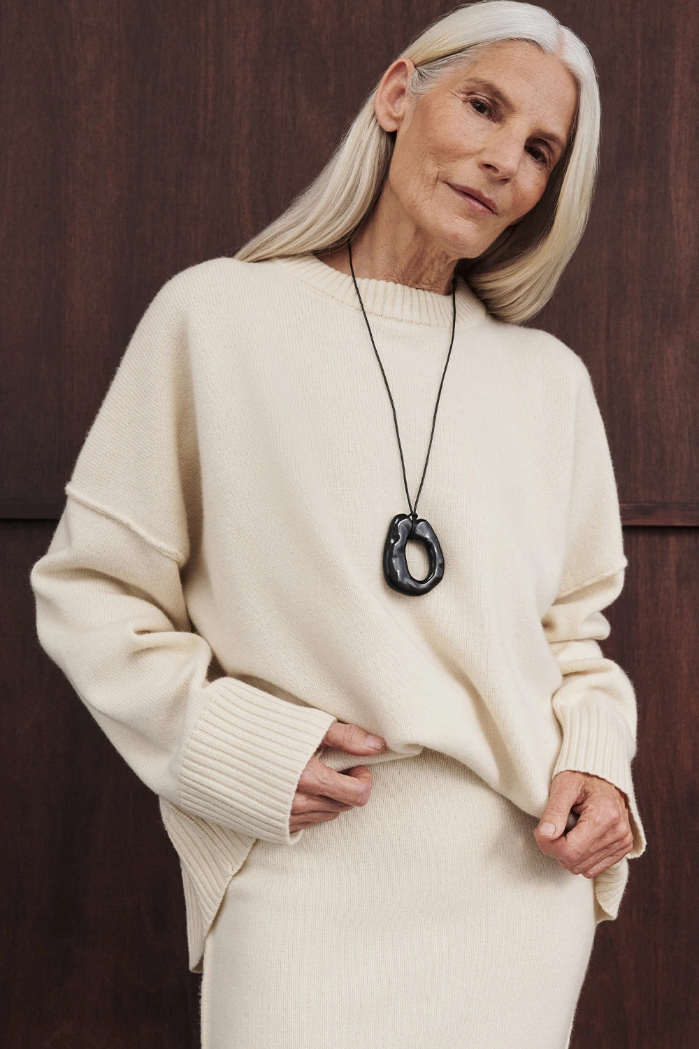 Soft Comfort Flexible Drop Shoulder PAIGE CREAM WOOL KNIT JUMPER