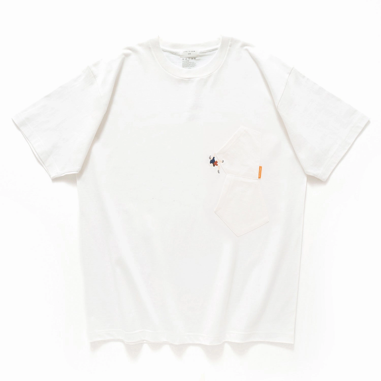 (ZT1533) Climbing Embroidery 2 Pockets Tee LayeredHemDetails