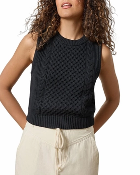 Lilla P Cropped Cable Tank Sweater Anti Pilling Finish Breathable Comfort