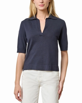 Biodegradable Fiber Options Lilla P Elbow Sleeve Linen-Blend Polo Sweater