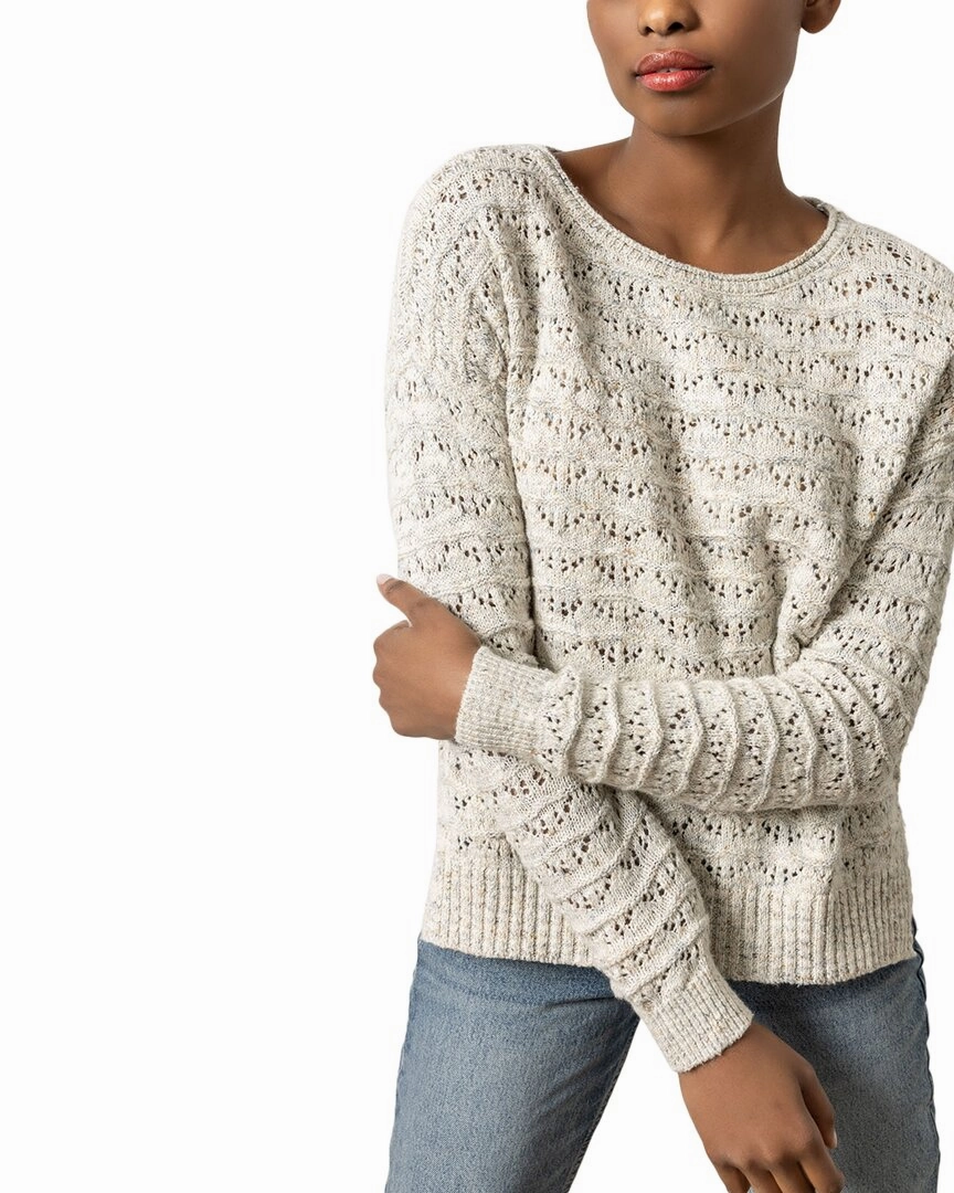 Non Pilling Surface Stretch Fabric Lilla P Pointelle Boatneck Linen-Blend S Sweater