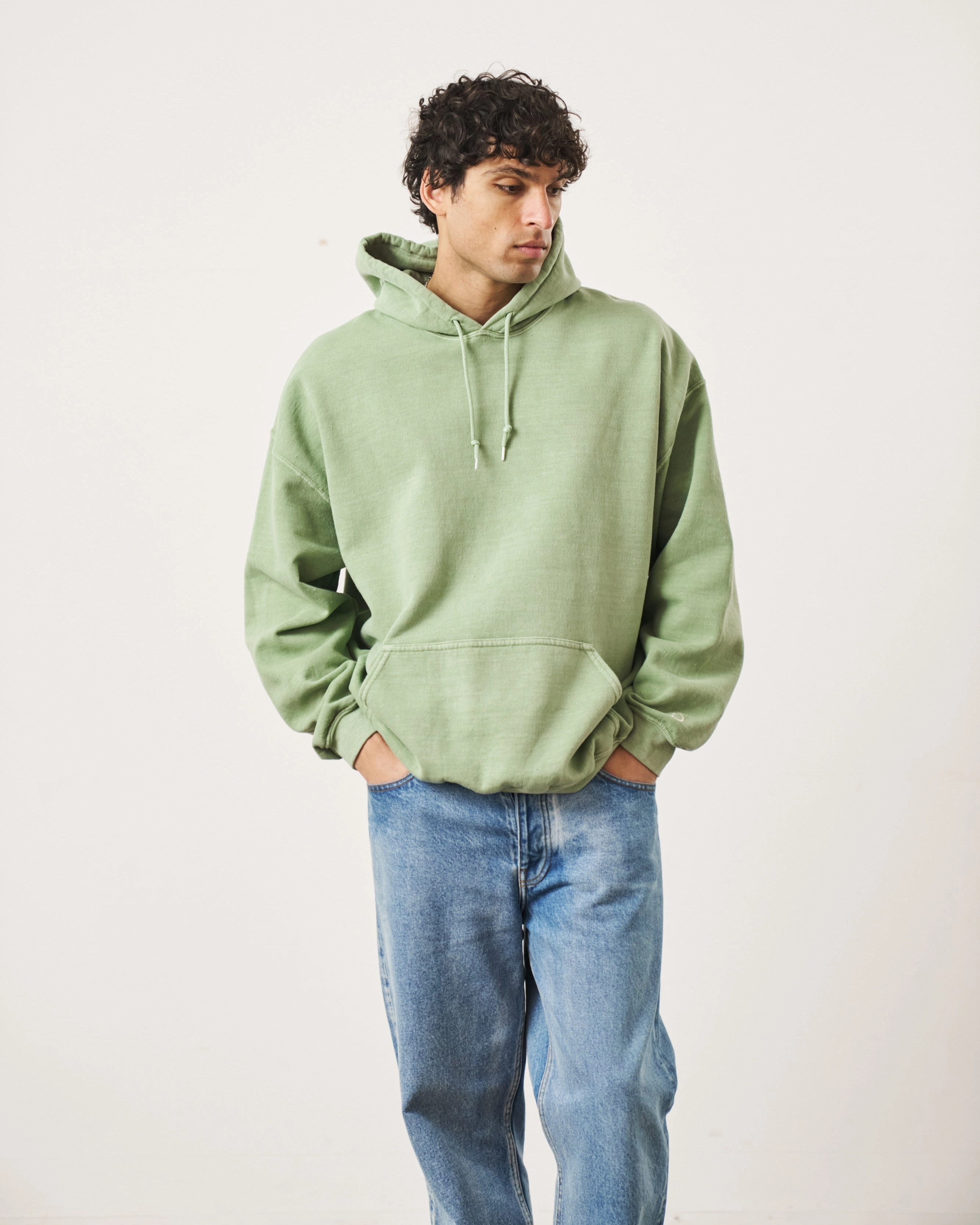 Essentials Vintage Washed Hoodie - Sage Green Butterfly like Mardi Gras wear