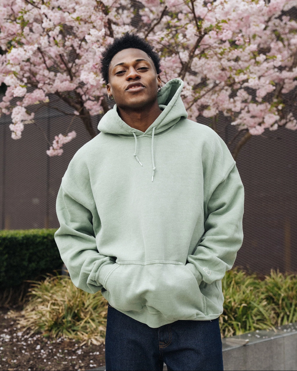 Essentials Vintage Washed Hoodie - Sage Green Arctic style Semi Formal