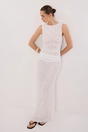 party look LIZZIE WHITE LAYERED LACE SKIRT