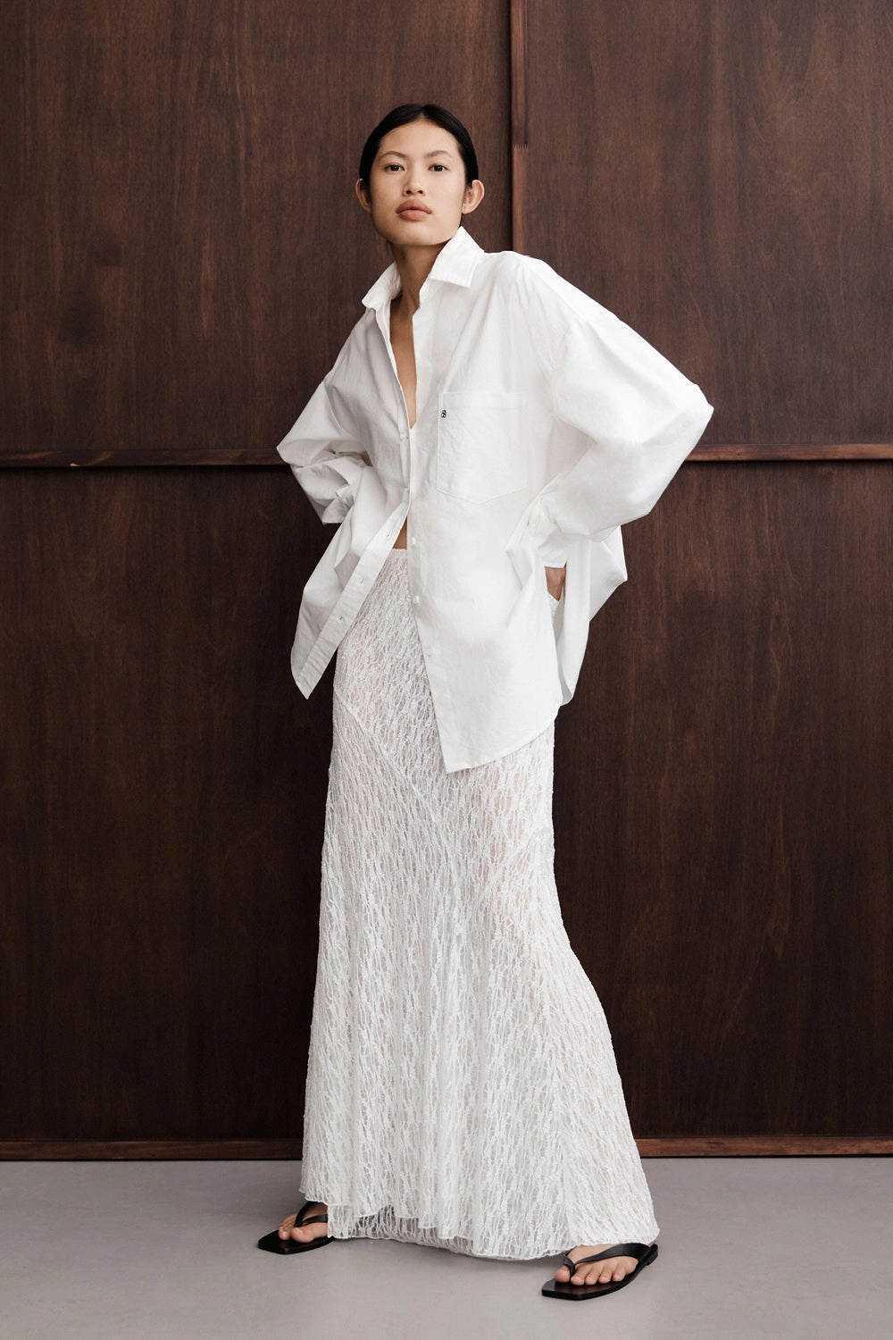LIZZIE WHITE LAYERED LACE SKIRT color block