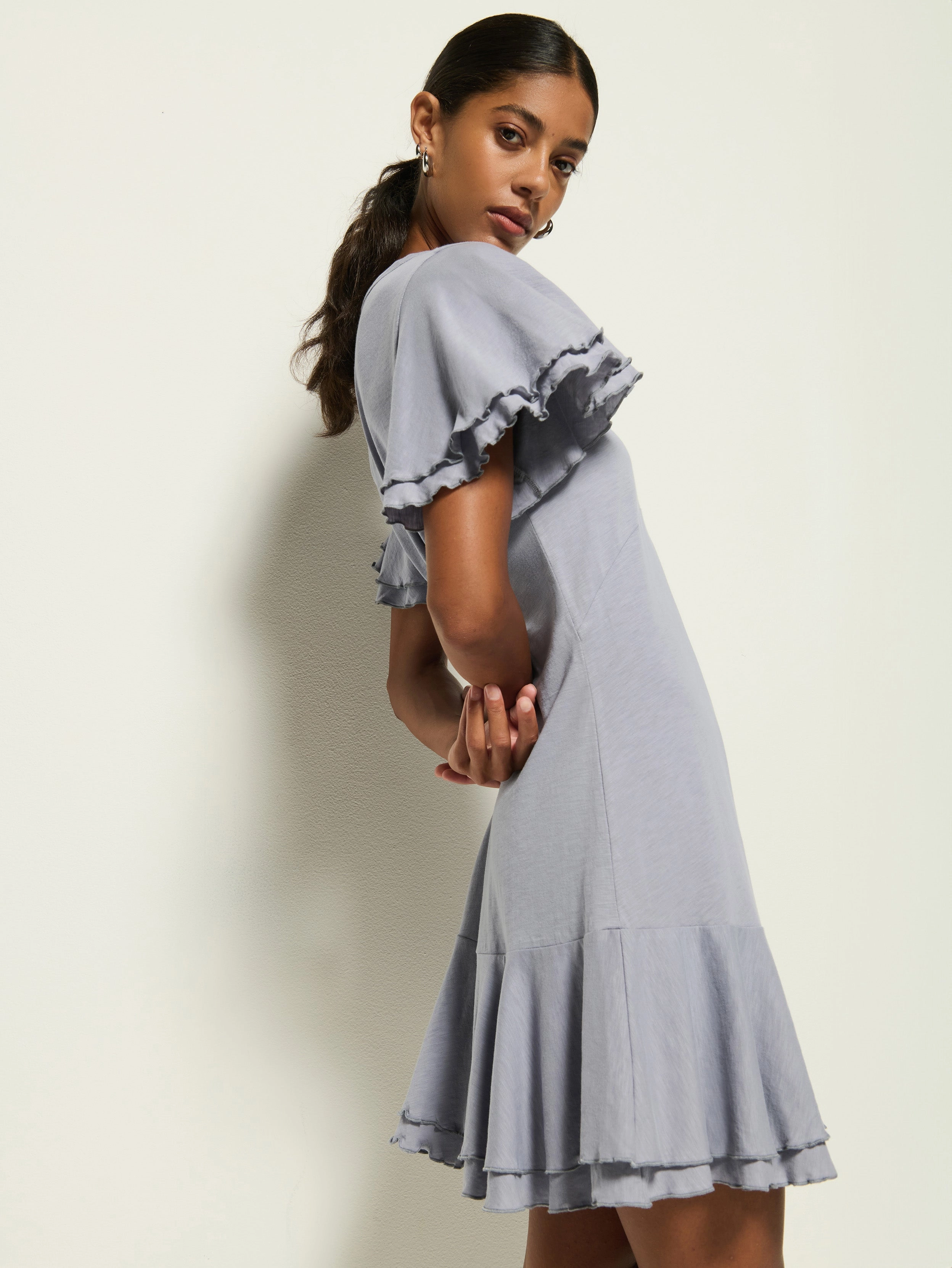 Statement Neck Dreamy Texture Lizzy Mini Dress