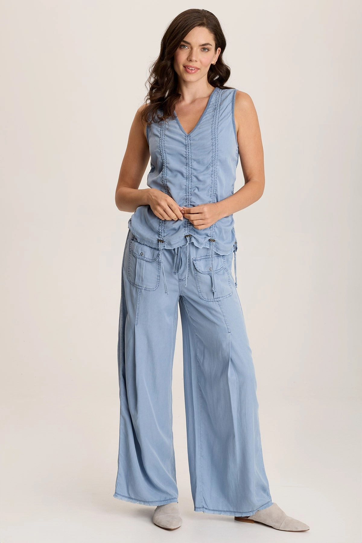 Hygienic Inner Layer Loen Twill Wide Leg Pant