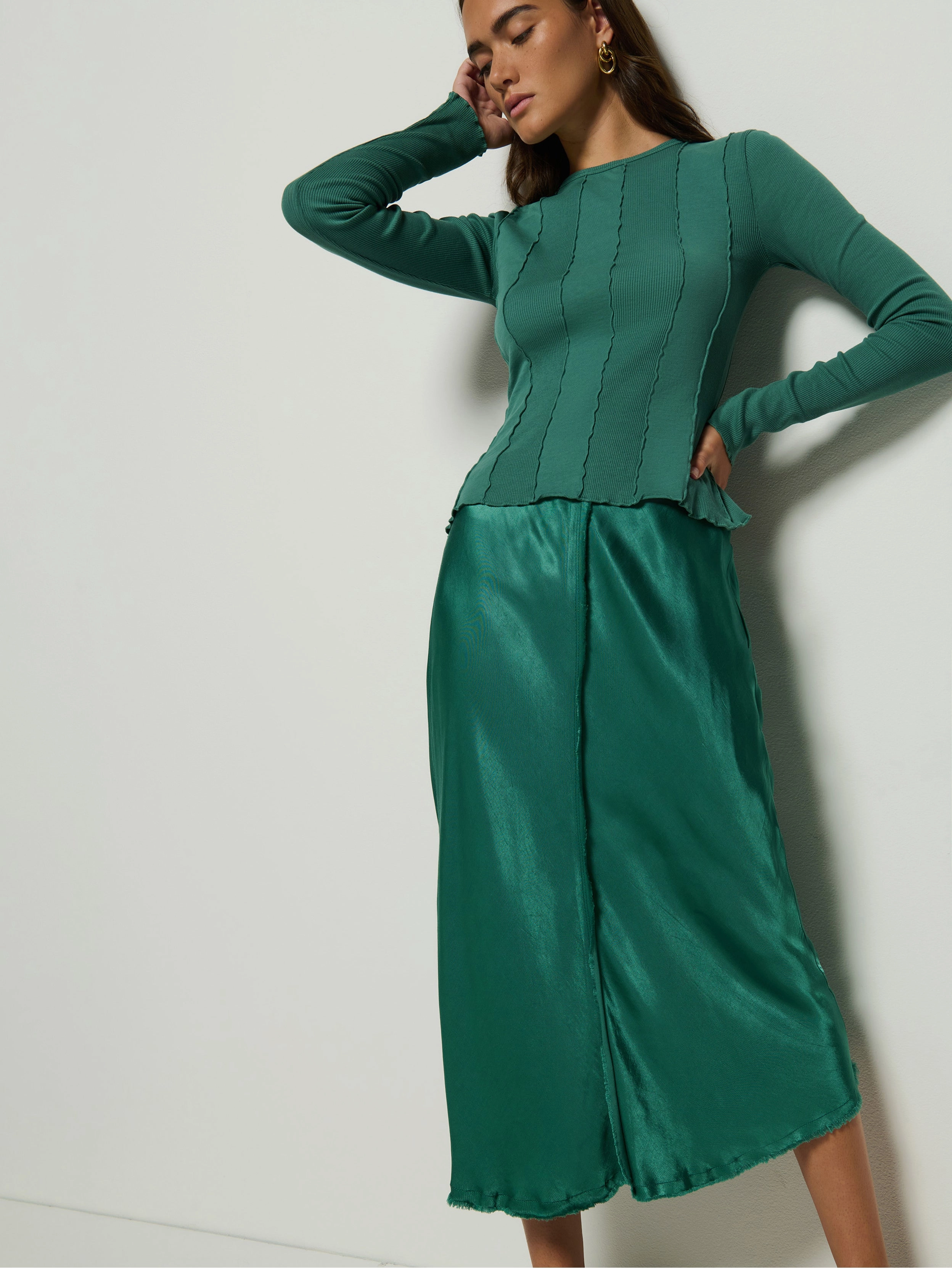Hand Stitched Lola Bias Midi Skirt