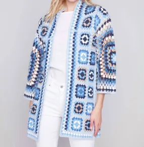Long Crochet Cardigan In Denim Trendy Outfit Snuggly Pieces