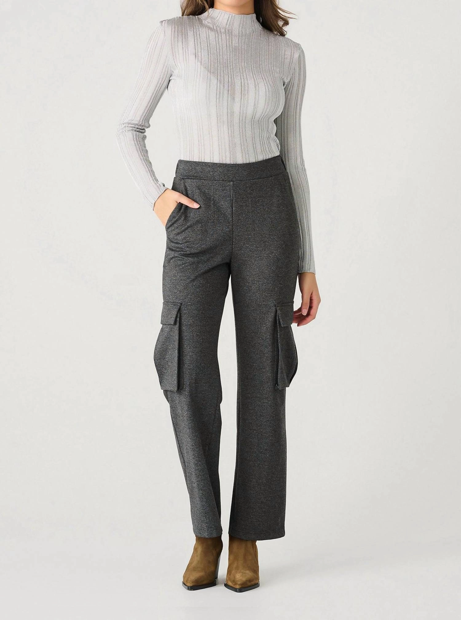 Snuggly Fit Long Sleeve Ribbed Shimmer Top In Silver