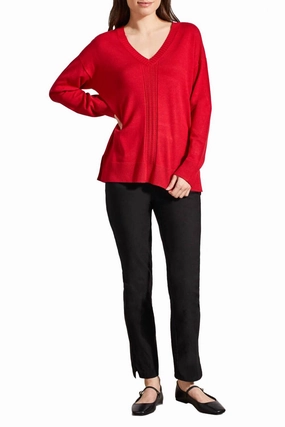 Odor Resistant Material Long Sleeve V-Neck Sweater In Scarlet
