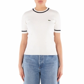 Lacoste Crew Neck Pull Over Knit Sweater Comfy Knitwear Durable Reinforced Elbows