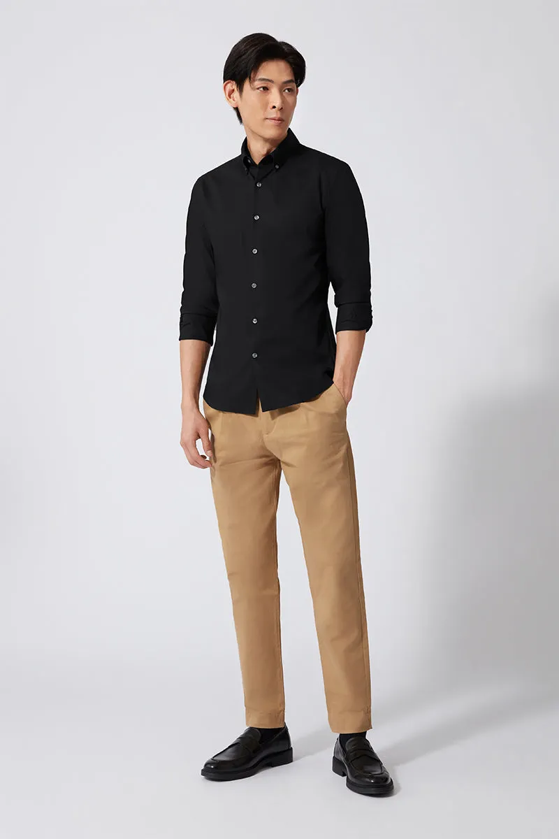 Fitted Design Poplin Button-Down Smart Shirt | Black BKFD01