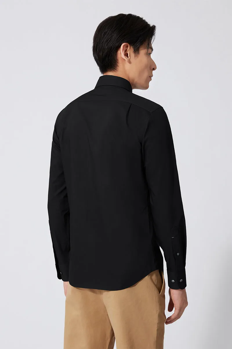 Date night Wrinkle Resistant Material Poplin Button-Down Smart Shirt | Black BKFD01