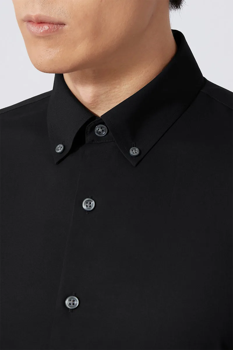 Perfect Fit wrinkle free Poplin Button-Down Smart Shirt | Black BKFD01