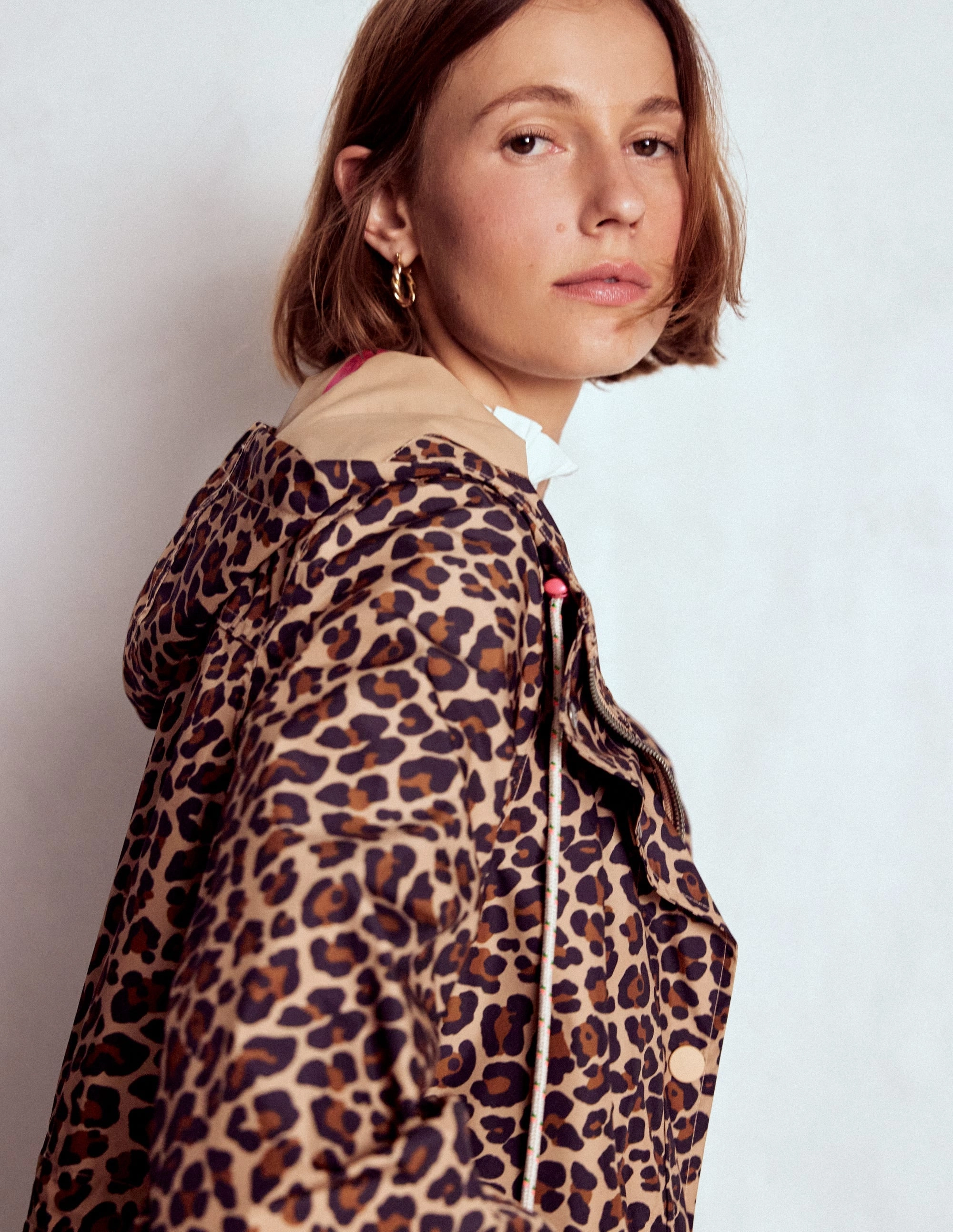 Longline Rain Mac-Multi, Cheetah Pop Stretch Comfort Design