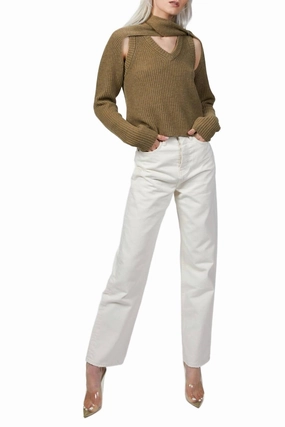 Luxury Comfort Trendy Outfit Loop Chunky Sweater In Olive