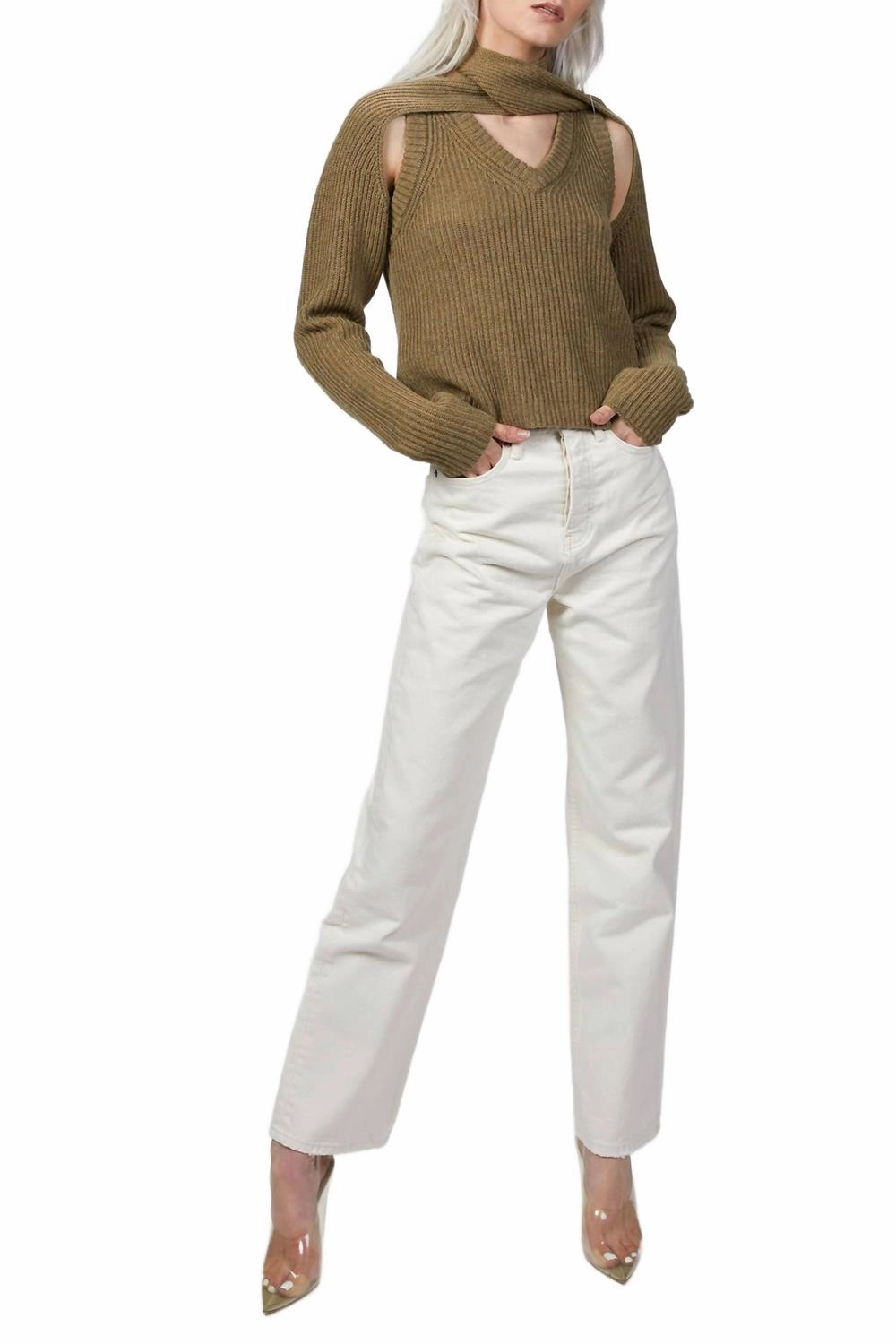 Fashionable Layering Loop Chunky Sweater In Olive