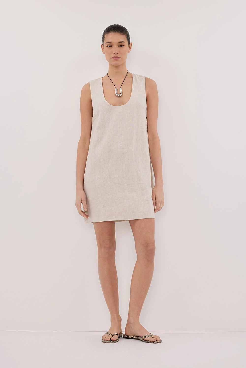 Dew Glow LOTUS NATURAL LINEN MINI DRESS