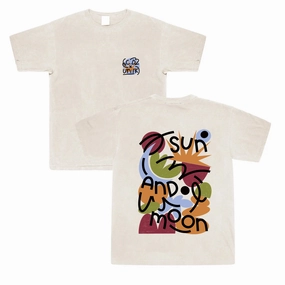 Glossy Look Minimalist Style C.D x UN:IK 'Sun and Moon' Washed Tee - Ecru