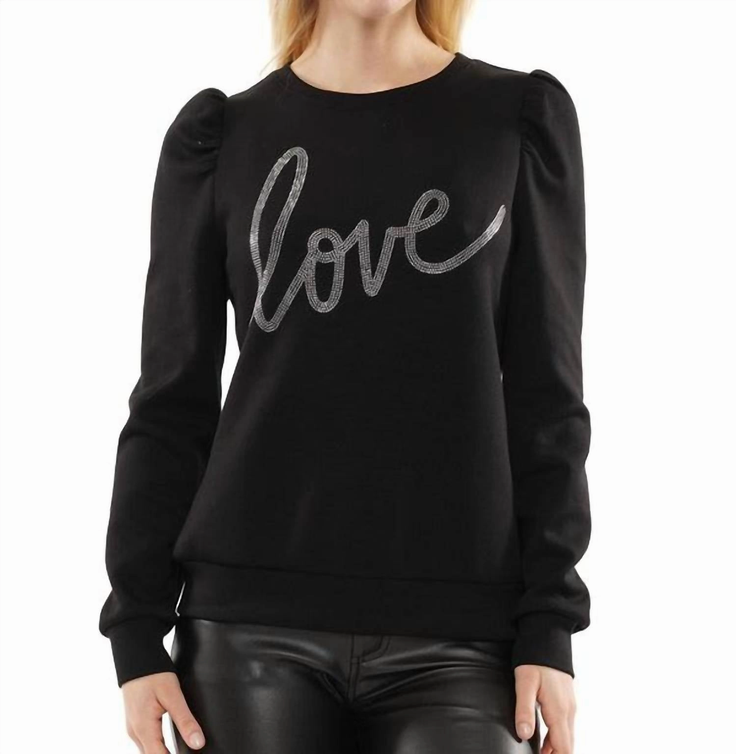 Soft touch layer Bio Based Textile Innovation Love Script Sweatshirt In Black