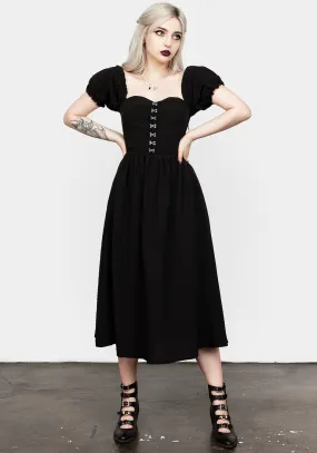 Mortem Midi Dress With Puff Sleeves Flattering Cut Comfortable Look