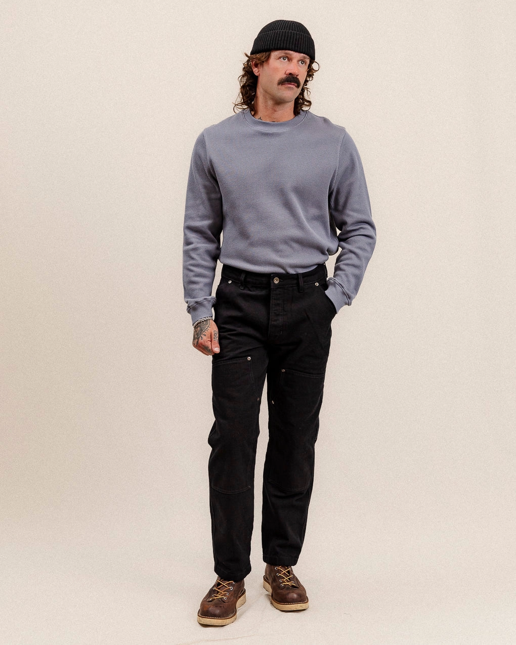 Crafted Ribbed Longsleeve - Slate Outdoor Leisure Look