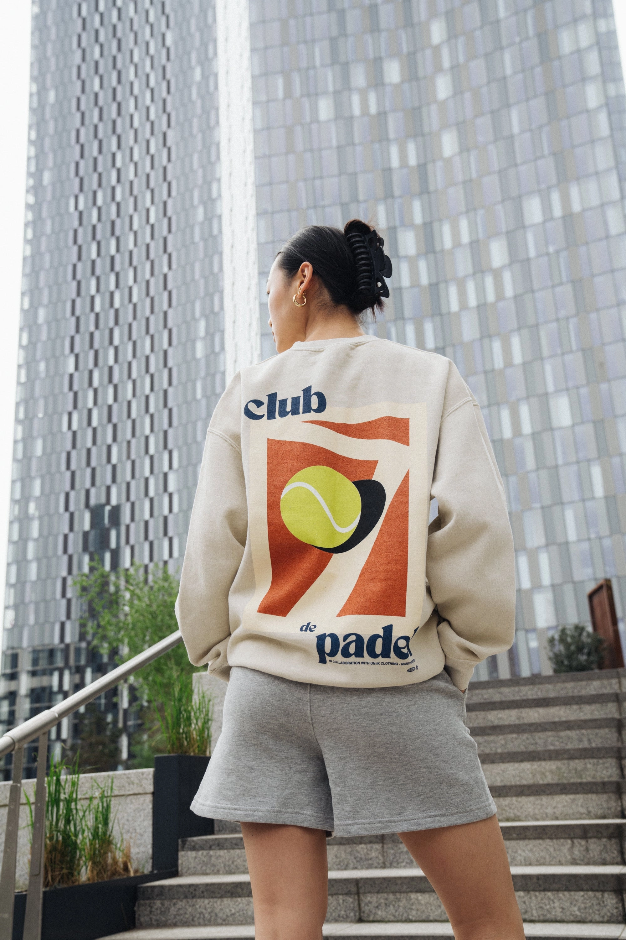 elastic waistband Club de Padel Logo WMNS Jogger Shorts - Grey