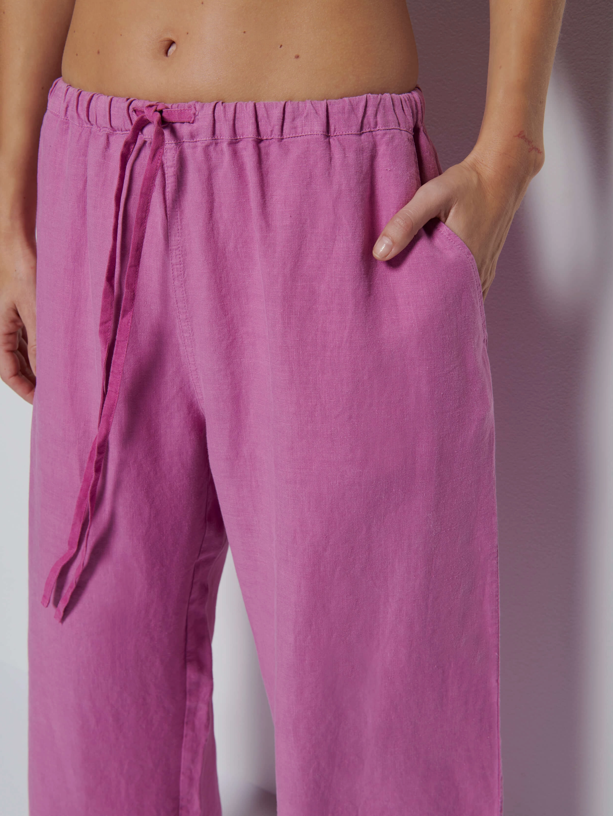 Lucia Tie Linen Pant Anti Bacterial Treatment