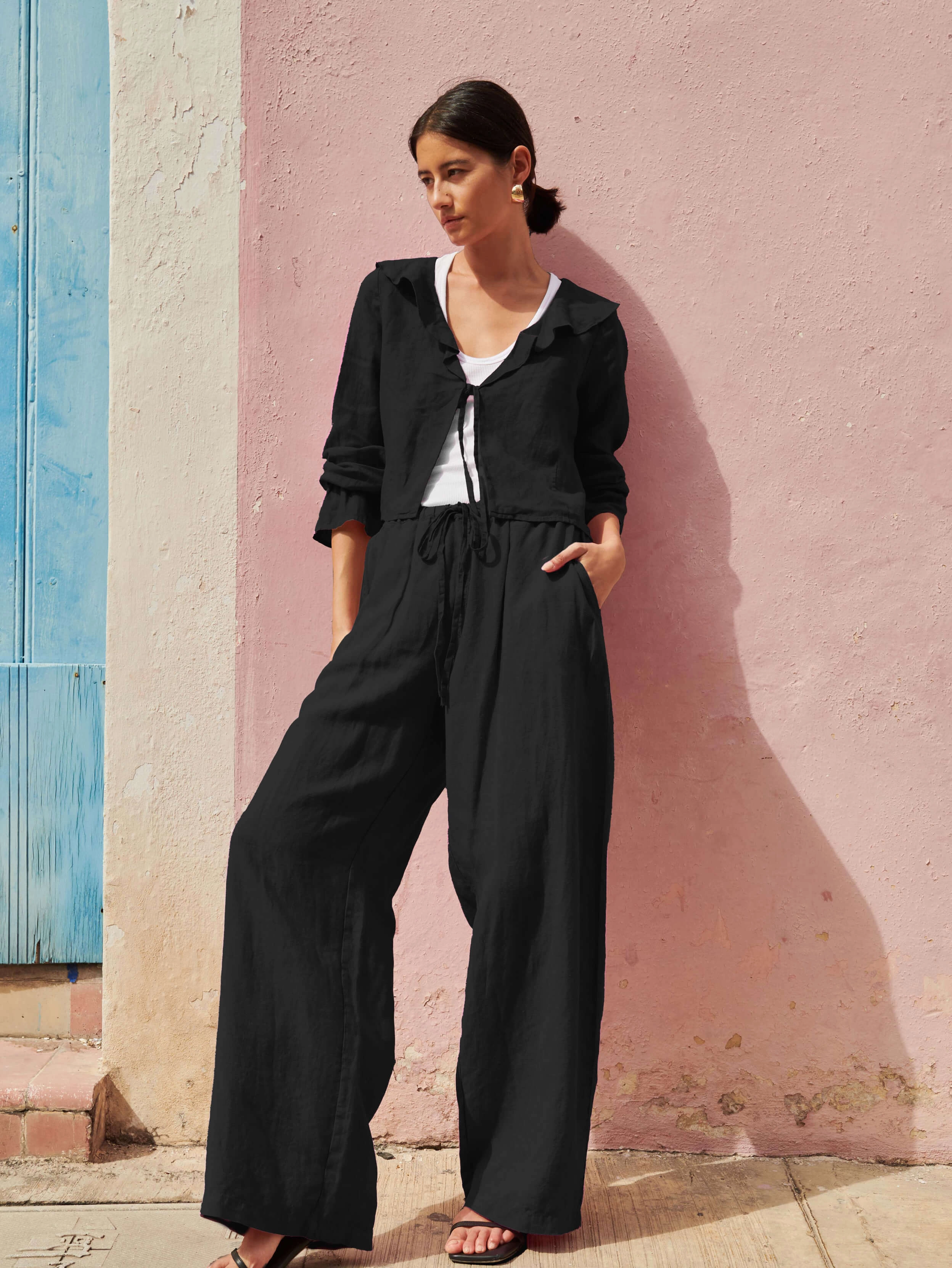 Relaxed Vibe Abrasion Resistant Panels Lucia Tie Linen Pant
