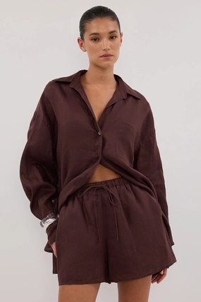 LUNE WALNUT LINEN SHORT Loose Fit