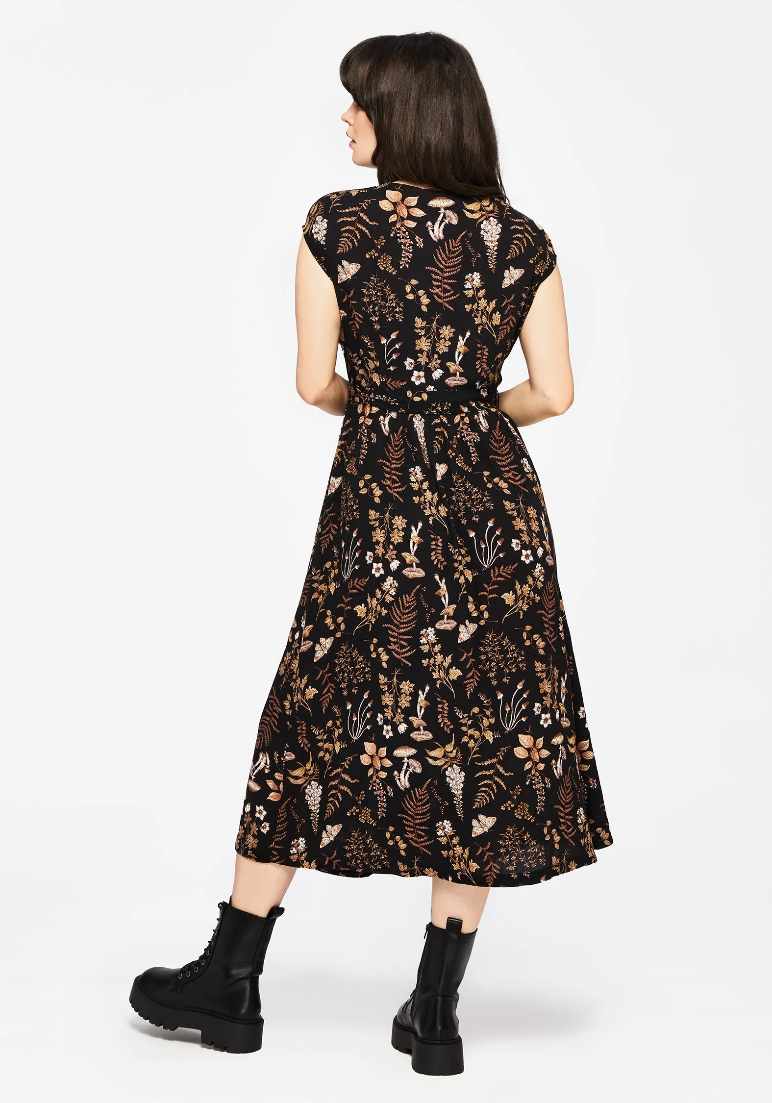 Luthien Crinkle Printed Button Up Midi Dress Breath Soft